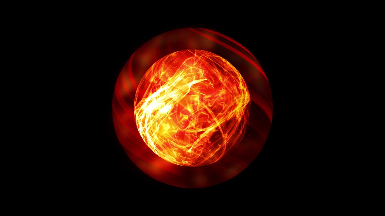 bola de cristal de energía mágica abstracta. esfera de vidrio brillante con giro de esfera de efecto fuego en el interior. renderización 4k 3d de bucle sin fisuras. esfera mística de astrología vj animación visual. bola de plasma de meditación espiritual.