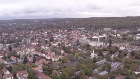 drone aerial shot of the suedstadt of goettingen in lower saxony, germany, europe