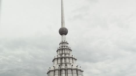 tilt detail of right tower menara berkembar petronas kuala lumpur malaysia