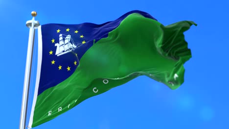 flag of erie, county of the state of pennsylvania, in united states - loop