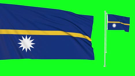 green screen nauru two flags waving nauruan flagpole animation 3d chroma key