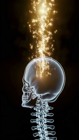 x-ray skull and spine with aura