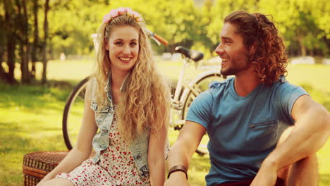 in high quality 4k format cute couple having a picnic