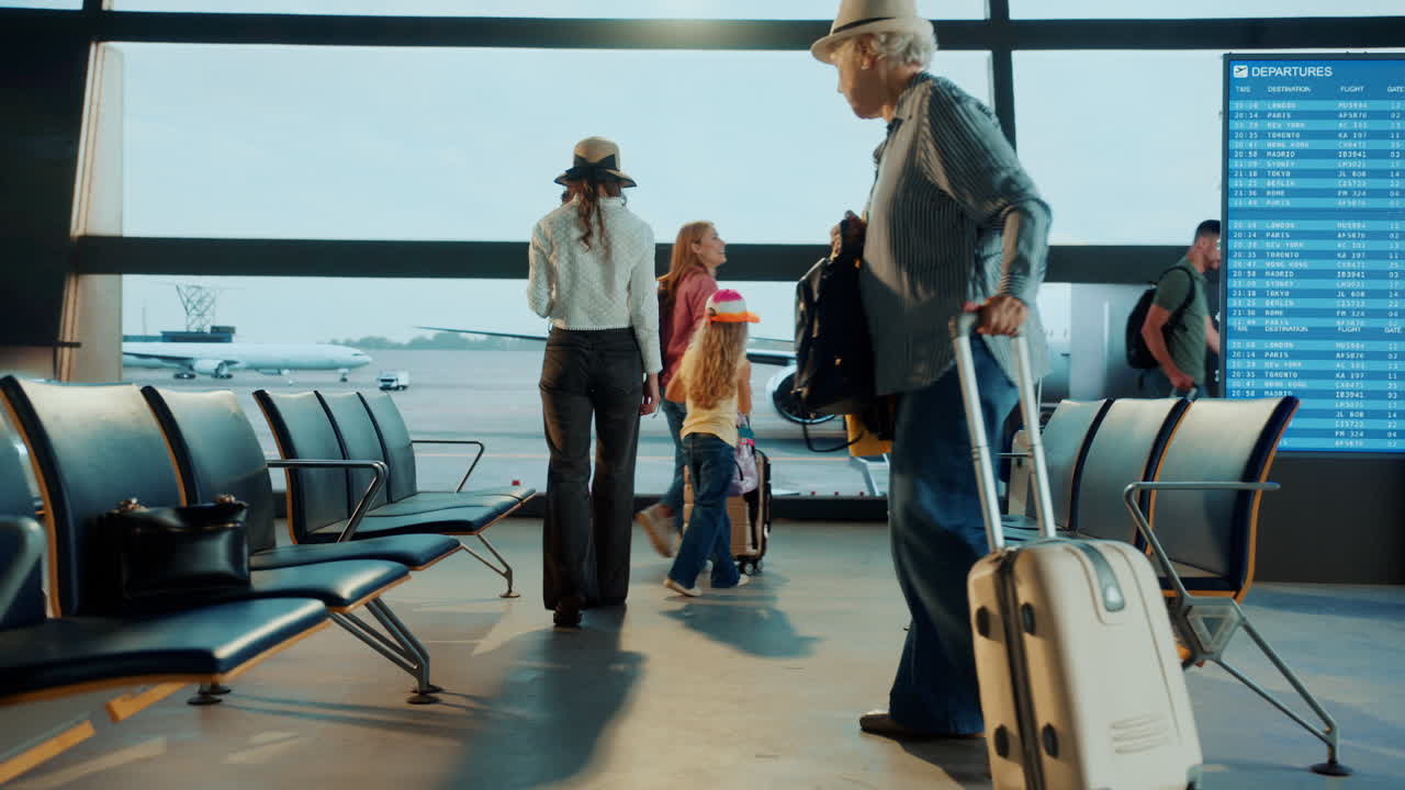People waiting at the airport terminal