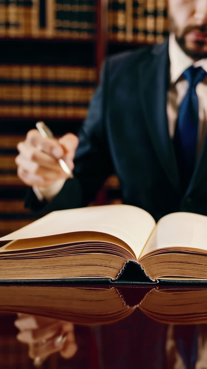 Lawyer Reading Documents in Law Office