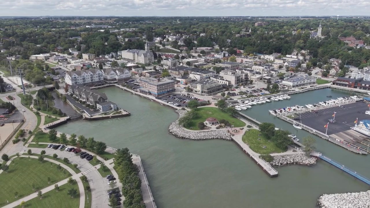 La città costiera di Port Washington, nel Wisconsin, sul lago Michigan
