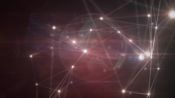 Animation of globe with network of connections with glowing spots