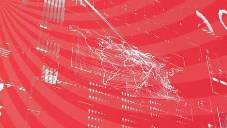 animation of computing data processing over red stripes