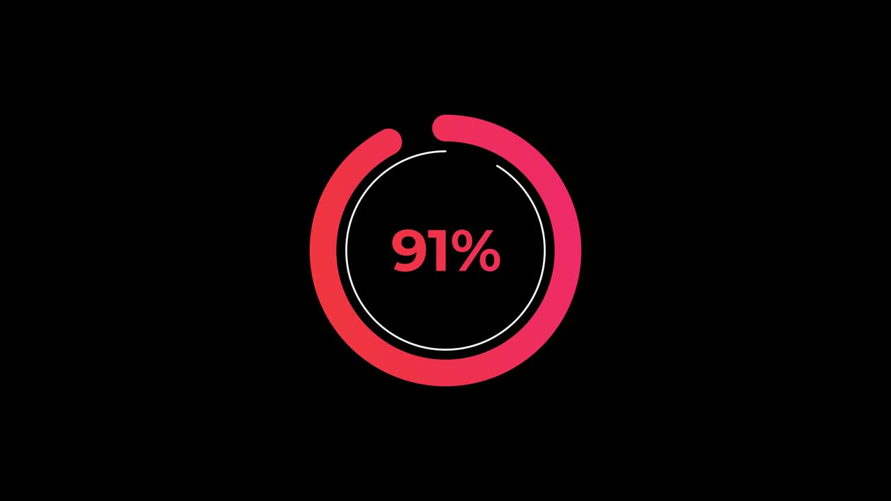 Circle percentage Loading Transfer Download Animation 0-100% in Red science effect.