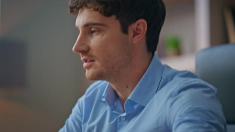 businessman hands typing laptop at desk closeup. busy manager thinking problem
