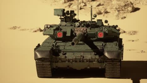 modern tank in desert terrain