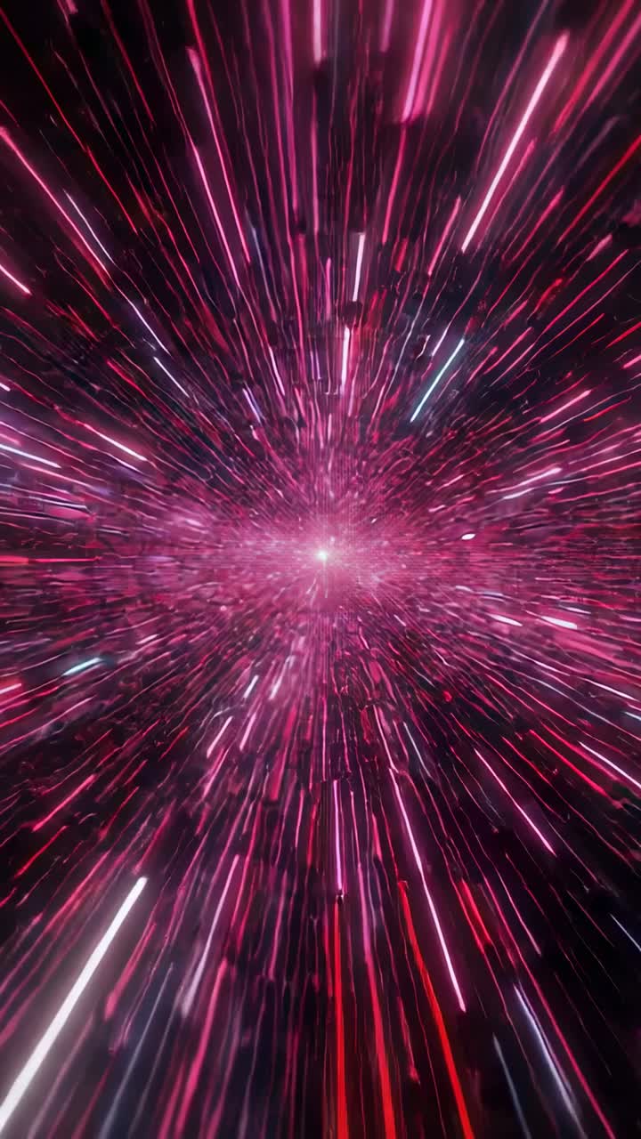 Vertical video: Pulsating core releasing growing streaks through star tunnel, evoking warp speed