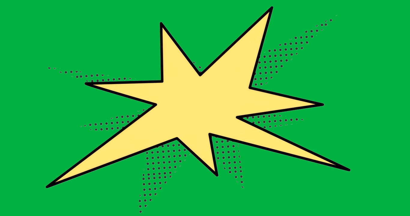 designers using transparent comic starburst, adding halftone dots and horizontal lines for tech