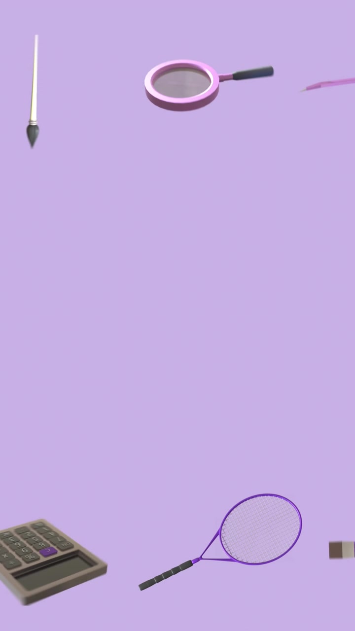 Animation of education icons with copy space over purple background