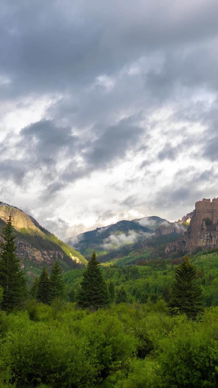 Vertical Time Lapse Panorama of Picturesque Mountain Landscape in Countryside of Colorado USA