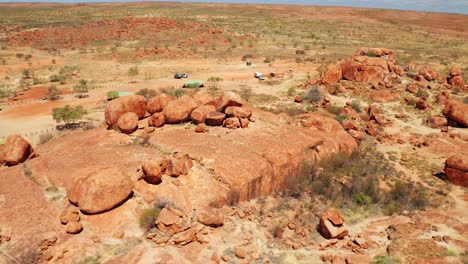 Aerial-View-Of-The-Granitic-Rock-Formations-Of-Devils-Marbles-Conservation-Area-In-Northern-Territory,-Australia