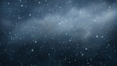 snow and clouds - overcast cloudscape with heavy snowfall: a gloomy winter scene of snowflakes, blizzard conditions