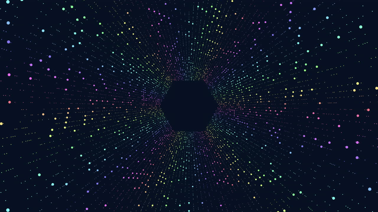 imagen monocromática abstracta con puntos coloridos en patrón circular