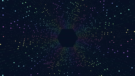imagen monocromática abstracta con puntos coloridos en patrón circular