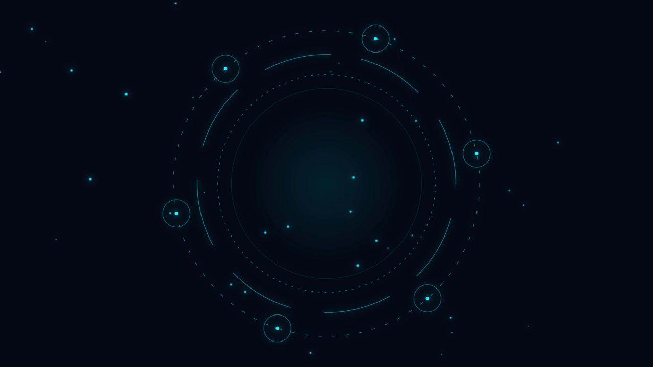 Abstract Digital HUD Interface with Rotating Circular Elements