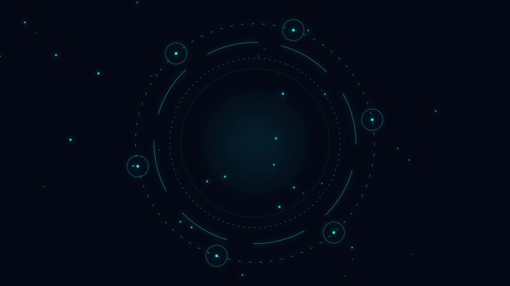 Abstract Digital HUD Interface with Rotating Circular Elements