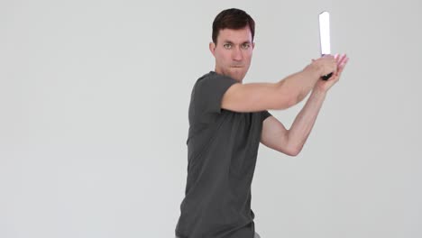 Man with a light stick