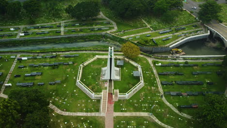 aerial view away from the manila memorial park - sucat, in parañaque, philippines