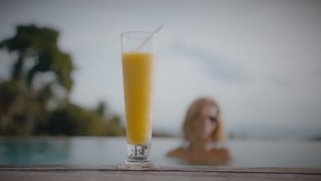 tropical sunset smoothie by the pool