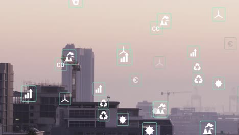 Animation-of-data-processing-over-cityscape