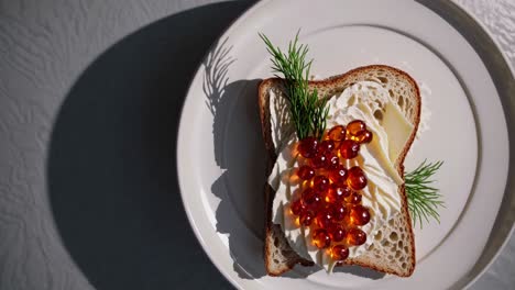 cream cheese sandwich with caviar