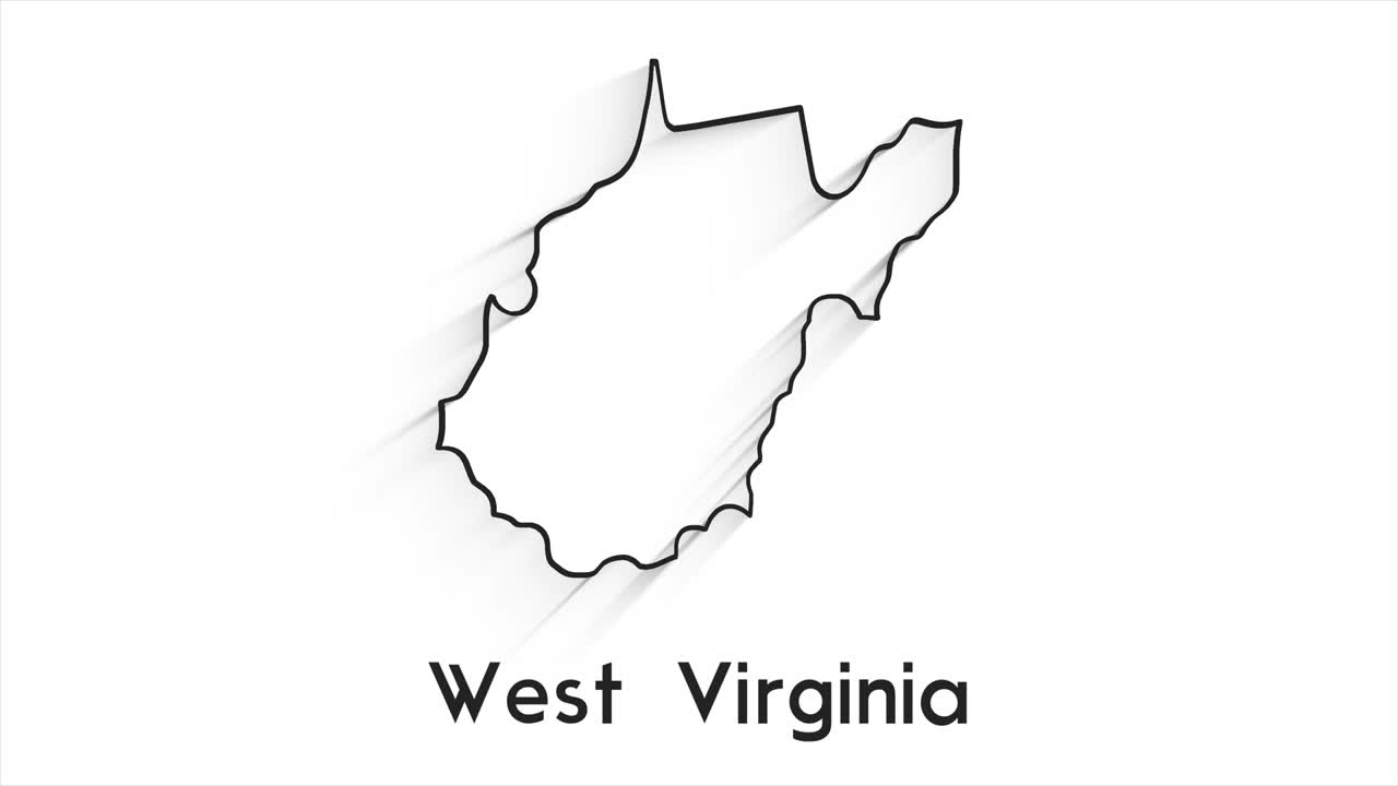 Delstaten West Virginia i USA. Animeret stedmarkør på kortet. Nem at bruge med gennemsigtighedstilstand i din video