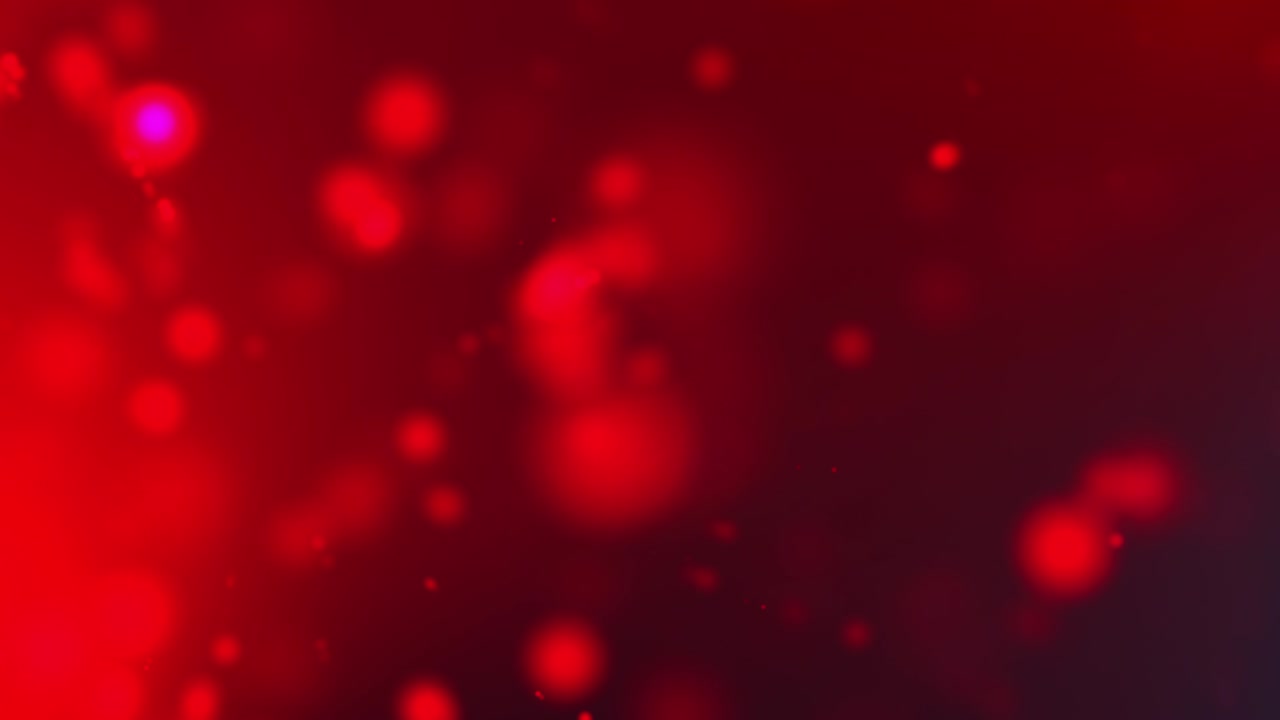 4k 빨간색 빛, 보케가 움직이는 다채로운 어두운 빨간색 그라디언트 배경에 떠 있습니다. 보케 비디오와 함께 공중에서 회전하는 동적 입자의 루프 3d 애니메이션