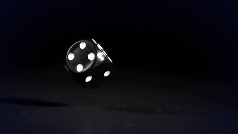 network of connections floating over black casino dice falling against black background