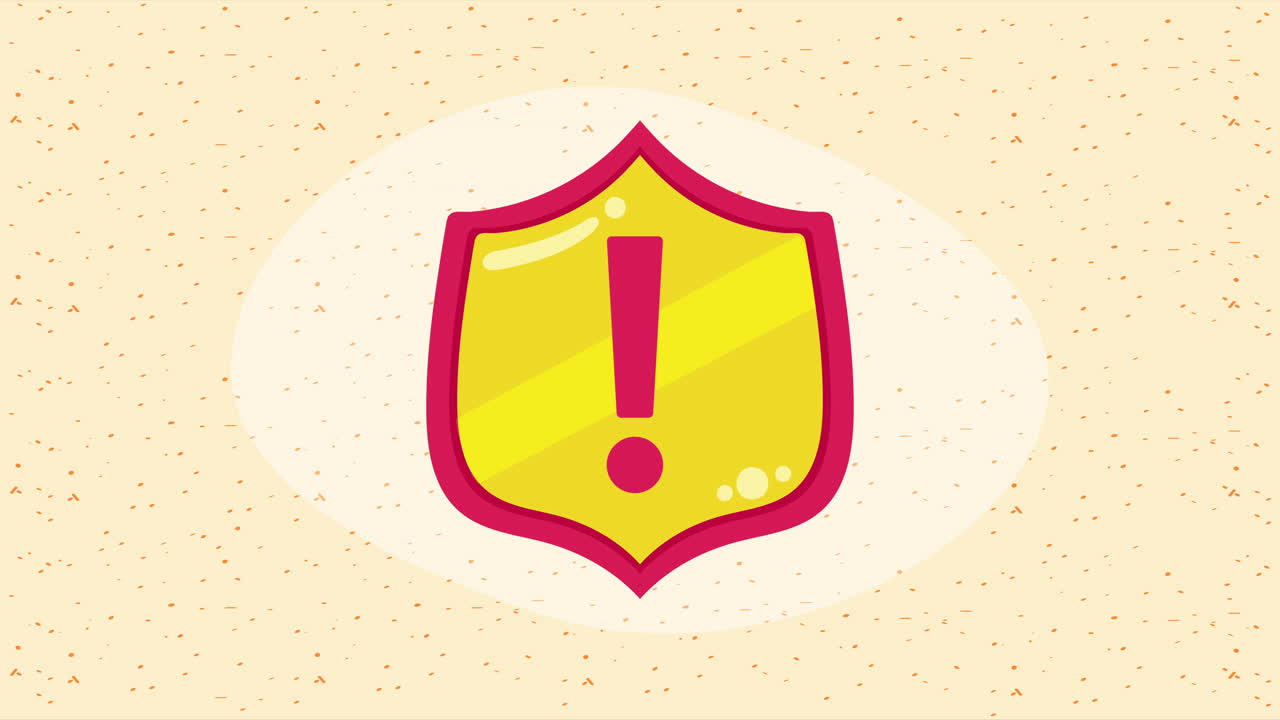 경고 기호를 가진 방패 사이버 보안 애니메이션