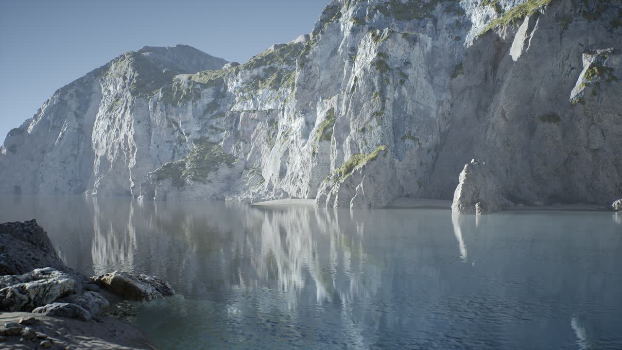 포르투갈 의 대서양 해안 에 있는 바위 들 사이 에 있는 모래 해변