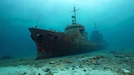 rusty shipwreck underwater