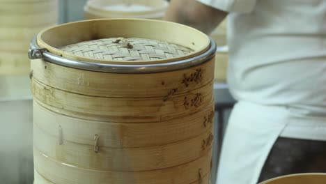 steaming basket with food