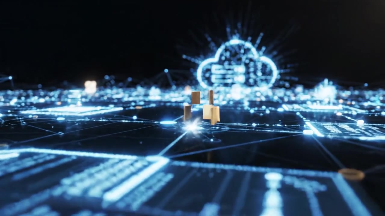 Visualizing the Digital Realm: A Stunning Journey Through Cloud Technology and Network Connectivity with Illuminating Data Streams and Connections