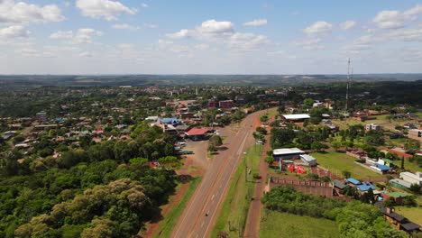 A-panoramic-aerial-view-of-Puerto-Rico,-Misiones,-Argentina,-in-South-America