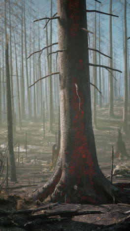 devastated forest filled with dead trees