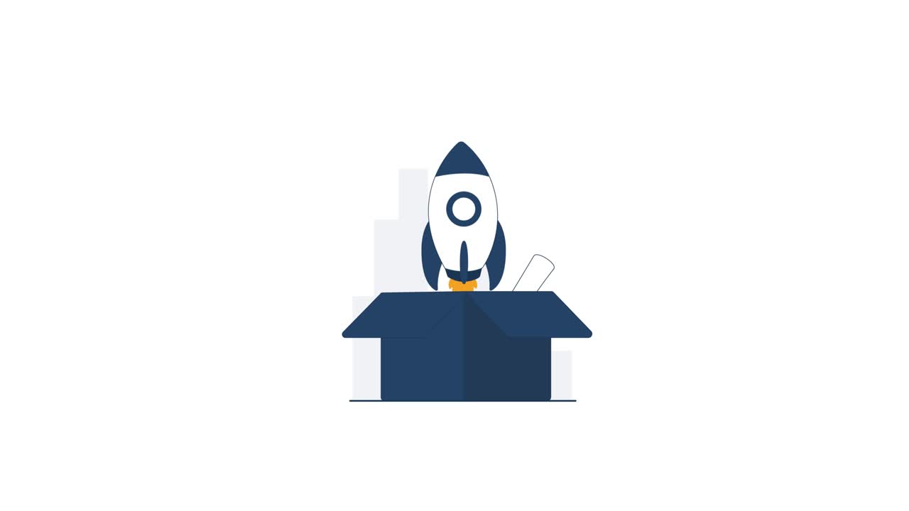 Animated Rocket Launching from a Box
