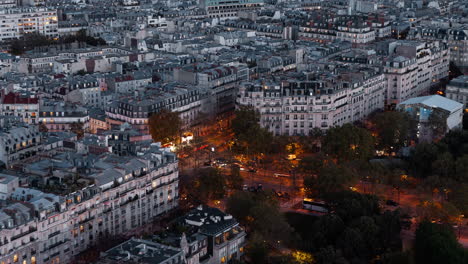 paris cityscape at dusk from above