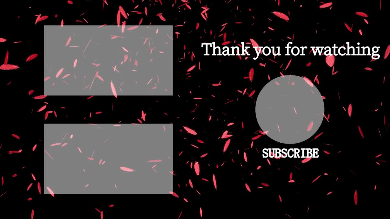 las partículas que caen de las plumas terminan la tarjeta terminan la pantalla gráficos de movimiento