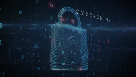 animación de números que caen sobre el candado de seguridad en línea