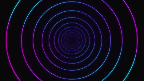 hypnotic animation glowing neon light spheres forming endless loop creating illusion of depth blue
