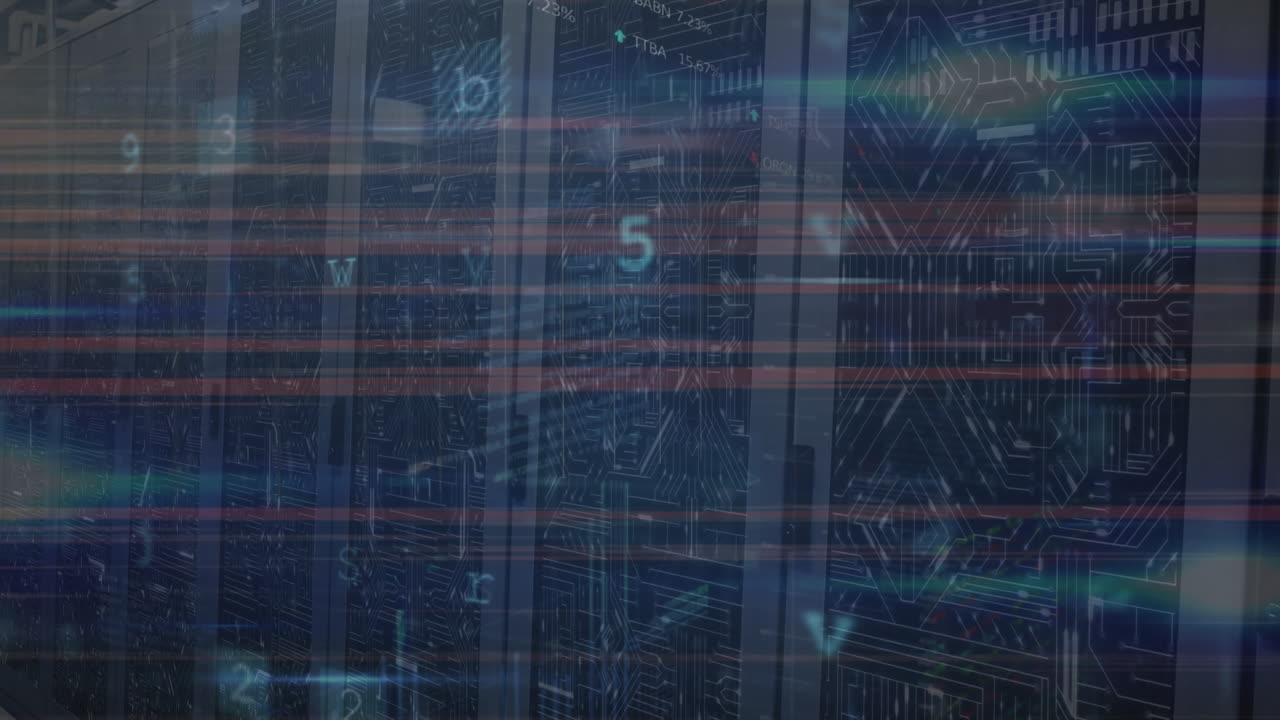 Animation of data processing over server room