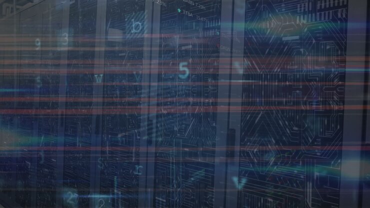 Animation of data processing over server room