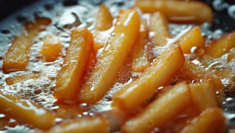 french fries frying in oil