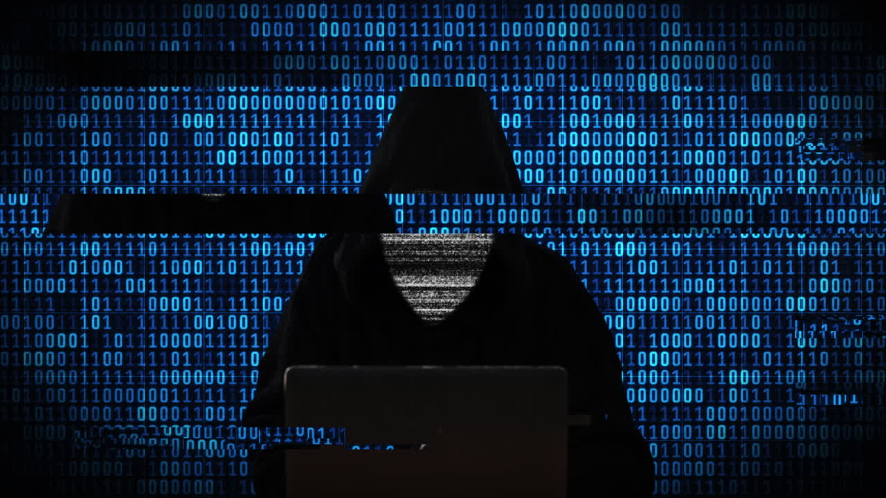 en una computadora con antecedentes de hacker de código binario