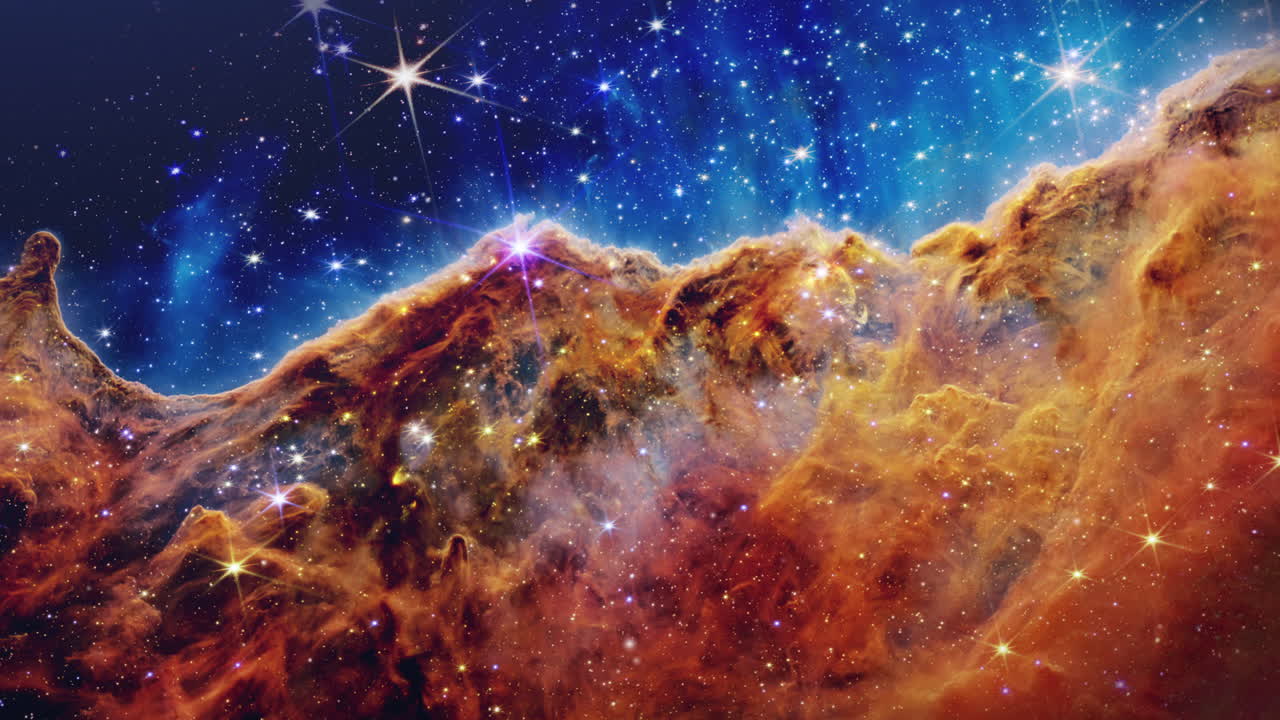 Fly towards the Great Carina Nebula in the constellation of Carina